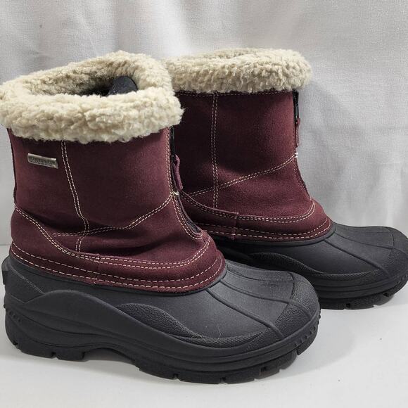 Northside ThermoLite Thin Insulation Women 9 Maroon-Black Suede Zip Ankle Boots - Picture 6 of 12